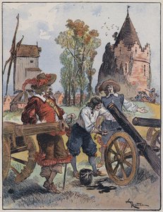 Illustration for Le Capitaine Bellormeau by and illustrated by A. Robida (color lithograph)