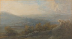 Mountain Landscape with Two Figures at the Right