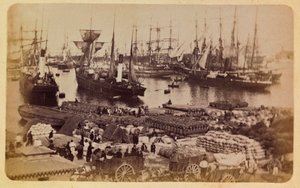 The City of Marseille and Its Surroundings circa 1885-1890: Joliette Basin, Cargo Boarding on Cats, Private Collection