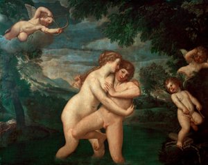 Salmacis in the Bath Repelled by Hermaphrodite