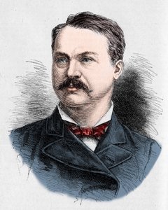 Portrait of Louis Honore Frechette (1839-1908), Canadian poet and playwright (engraving by Charles Georges in Le Monde Illustré) by French School
