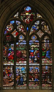 Window depicting Joseph explaining his dream to Potiphar and is accused by Potiphar