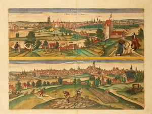 Map of Tours and Angers from Civitates Orbis Terrarum