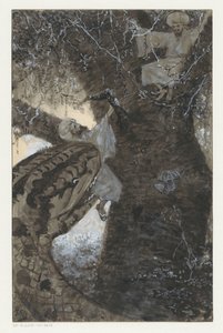 Man in a Tree Grabbed by a Snake