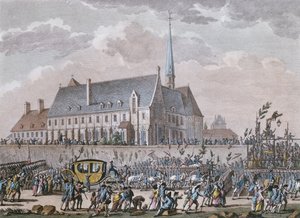 The French royal family passes the Convent at Passy on their journey from Versailles to Paris on 6 October 1789