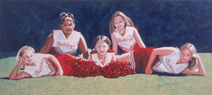 Junior High School Cheerleaders on the Grass