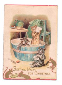 Two Cats in a Bathtub While Two Mice Play with a Bar of Soap, c.1880