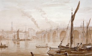 View of Blackfriars Bridge from the Surrey Shore, with Boats in the Foreground, London