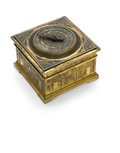 Elizabeth I engraved striking horizontal table clock, c.1590-1600