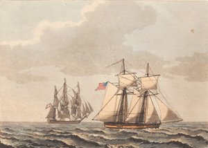 A Danish Ship and an American Schooner with Side Wind