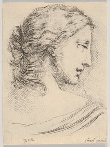Plate 5: Head of a Woman, Turned in Profile to the Right, 1650