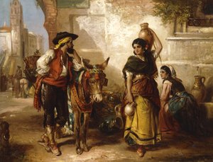 A Chat at the Fountain, Seville