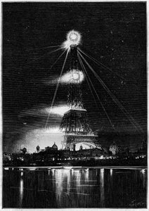 1889 Universal Exhibition: the Eiffel Tower illuminated by Bengal flames on the evening of the opening of the exhibition, May 6