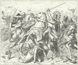 The rebel Duke Rudolf of Swabia mortally wounded at the Battle of the Elster